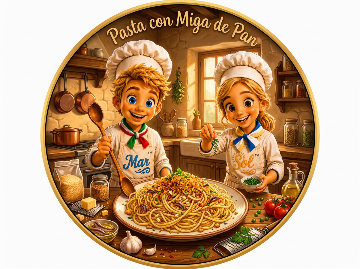 Pasta con Miga de Pan con los chefs Sol y Mar