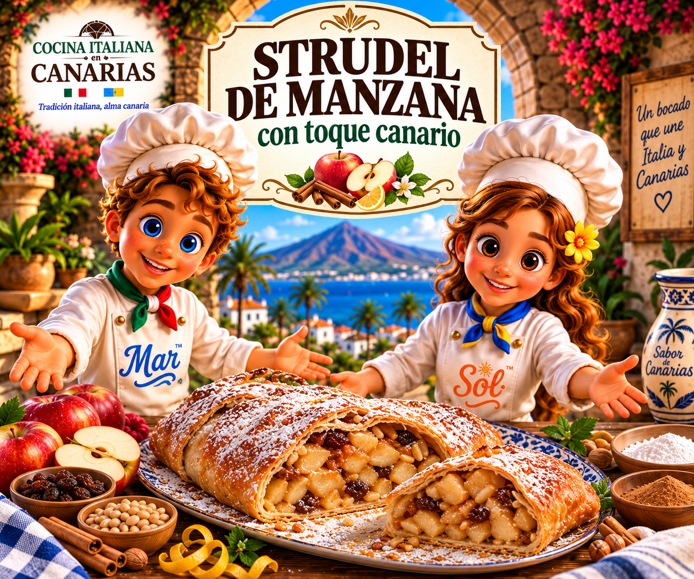 Strudel de Manzana con toque canario con los chefs Sol y Mar