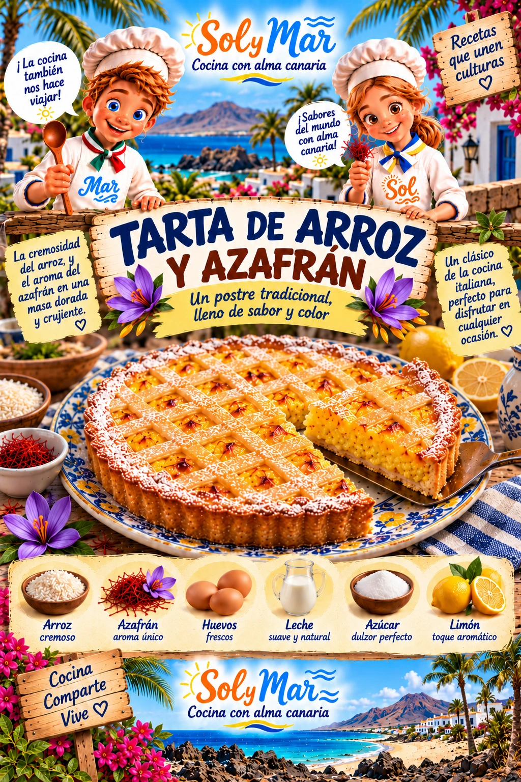 Tarta de Arroz y Azafrán con los chefs Sol y Mar