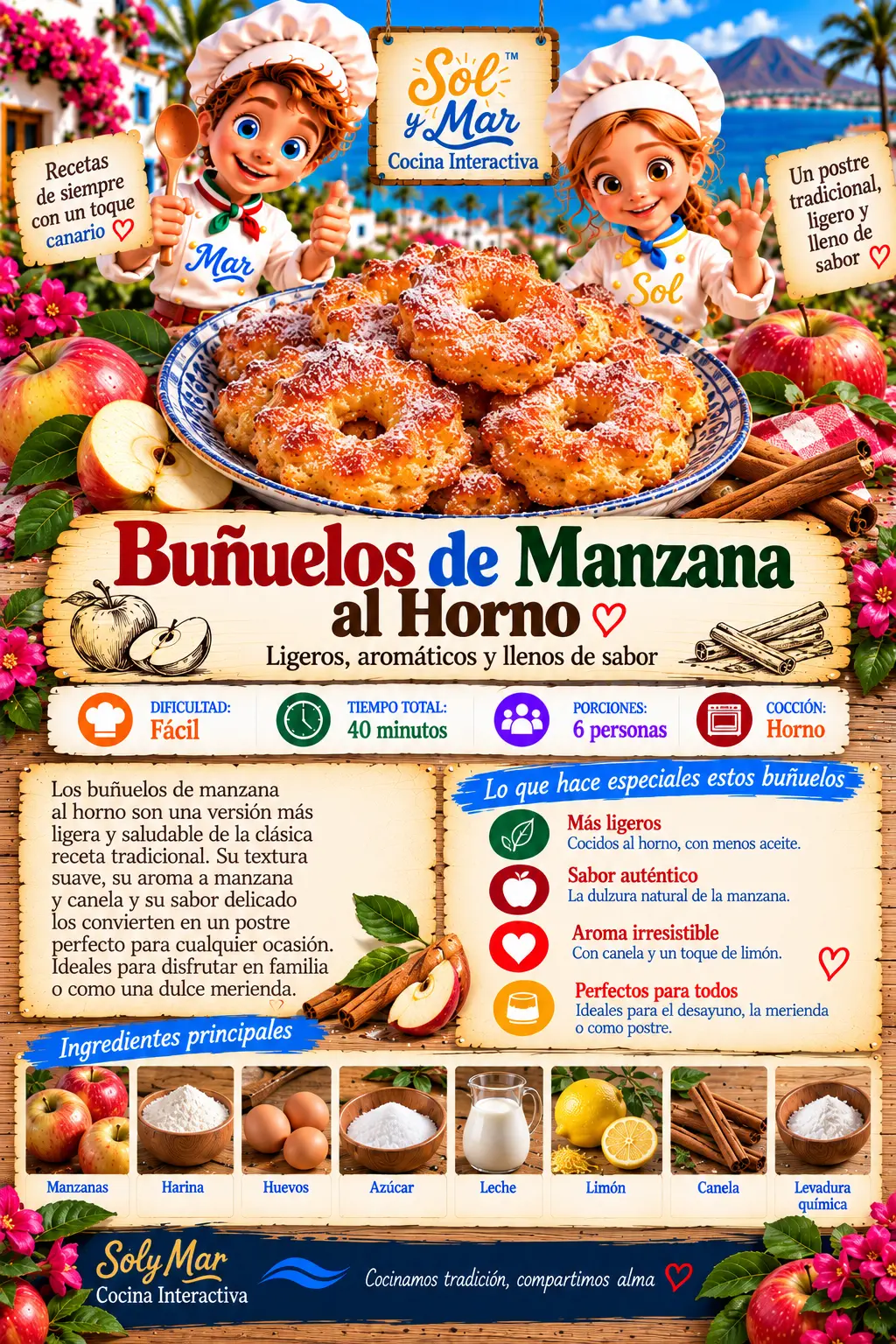 Buñuelos de Manzana al Horno con los chefs Sol y Mar