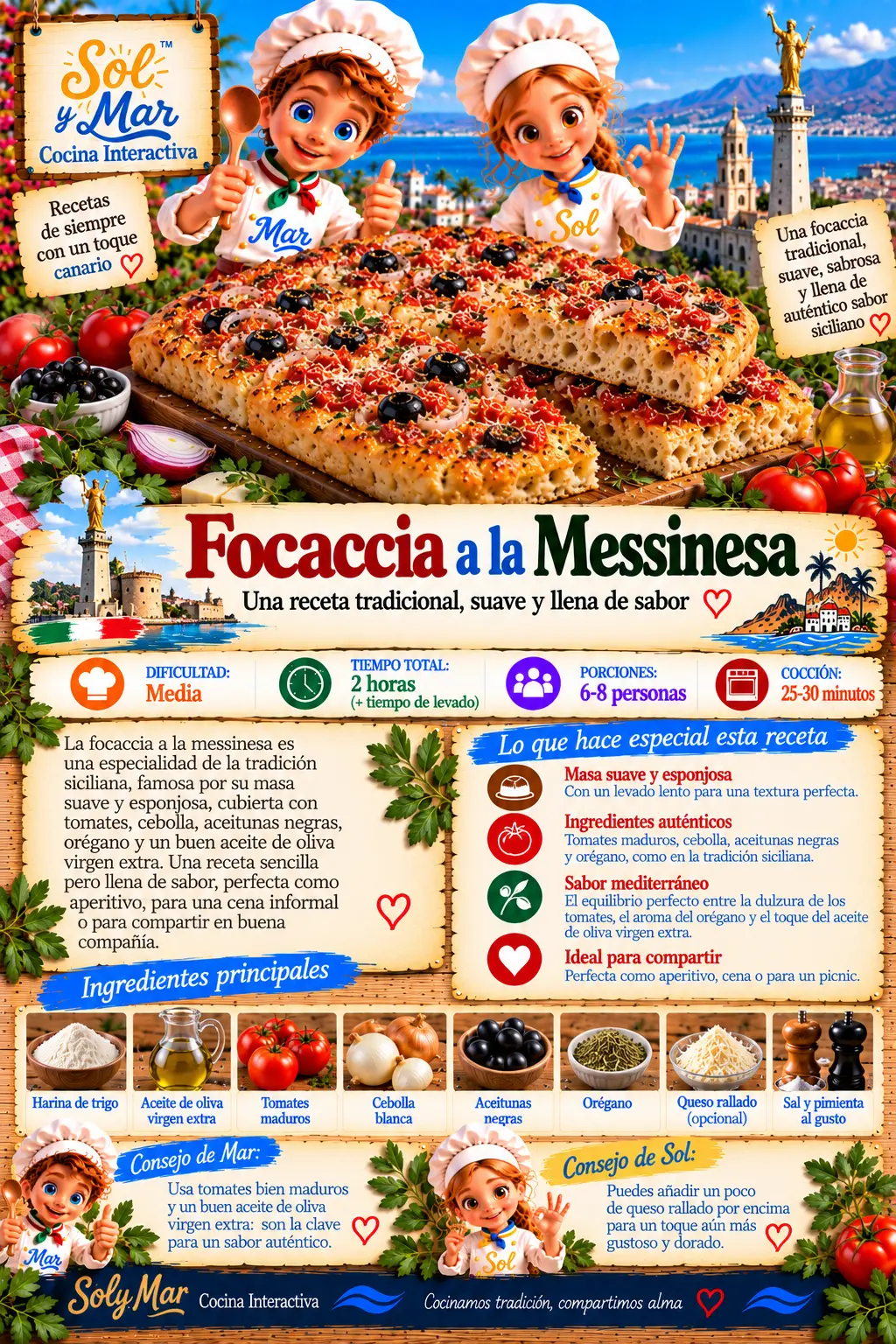 Focaccia a la Messinese con los chefs Sol y Mar