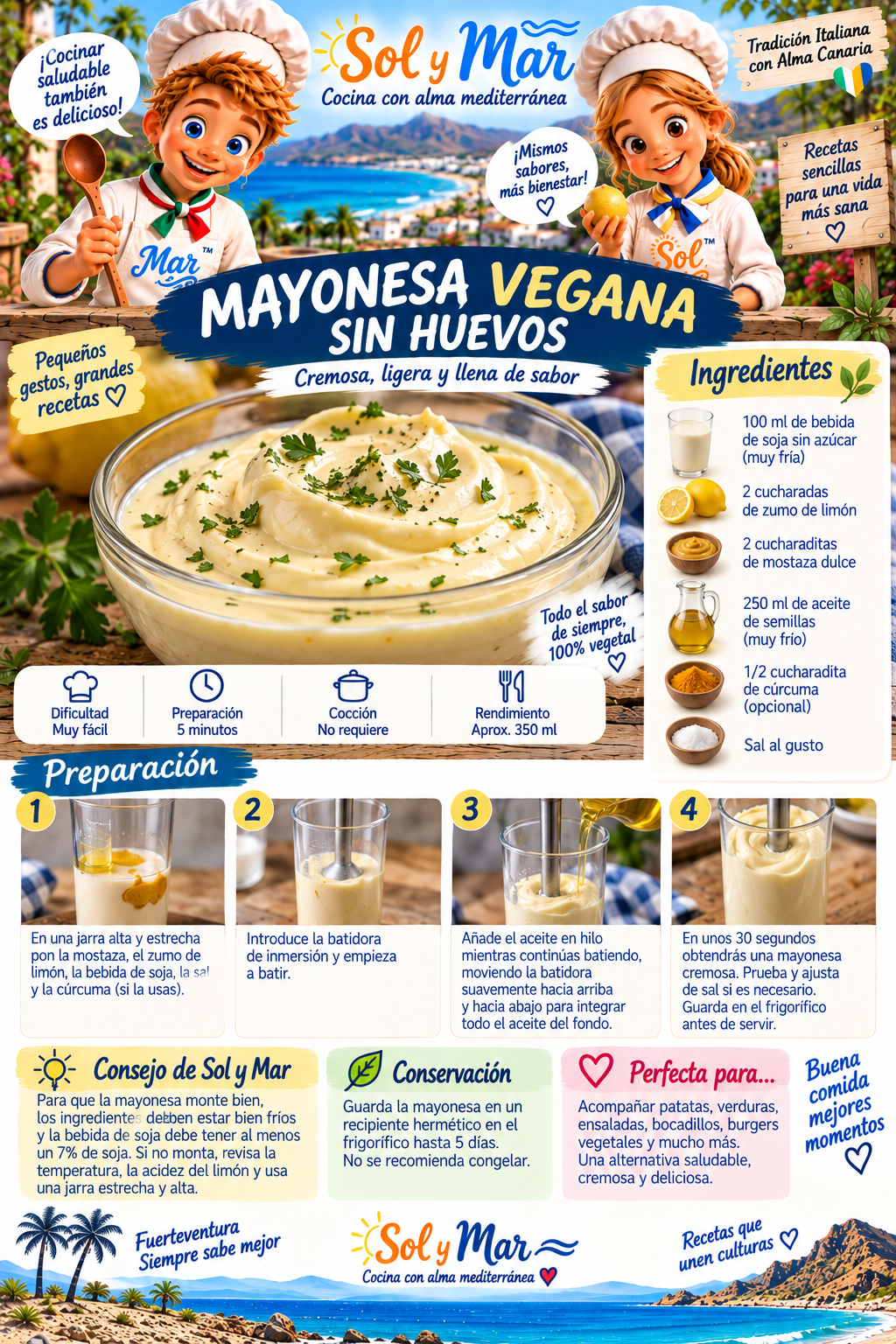 Mayonesa Vegana sin Huevos preparada por los chefs Sol y Mar