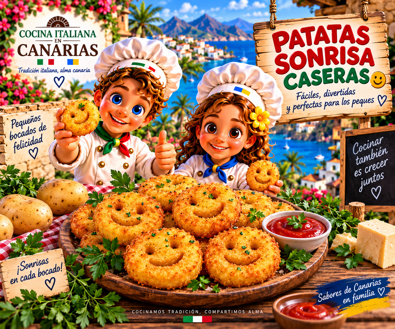 Patatas sonrisa caseras con los chefs Sol y Mar