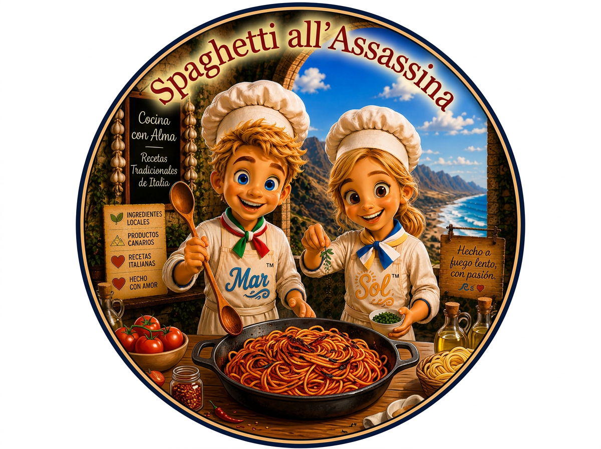 Spaghetti all'Assassina con los chefs Sol y Mar