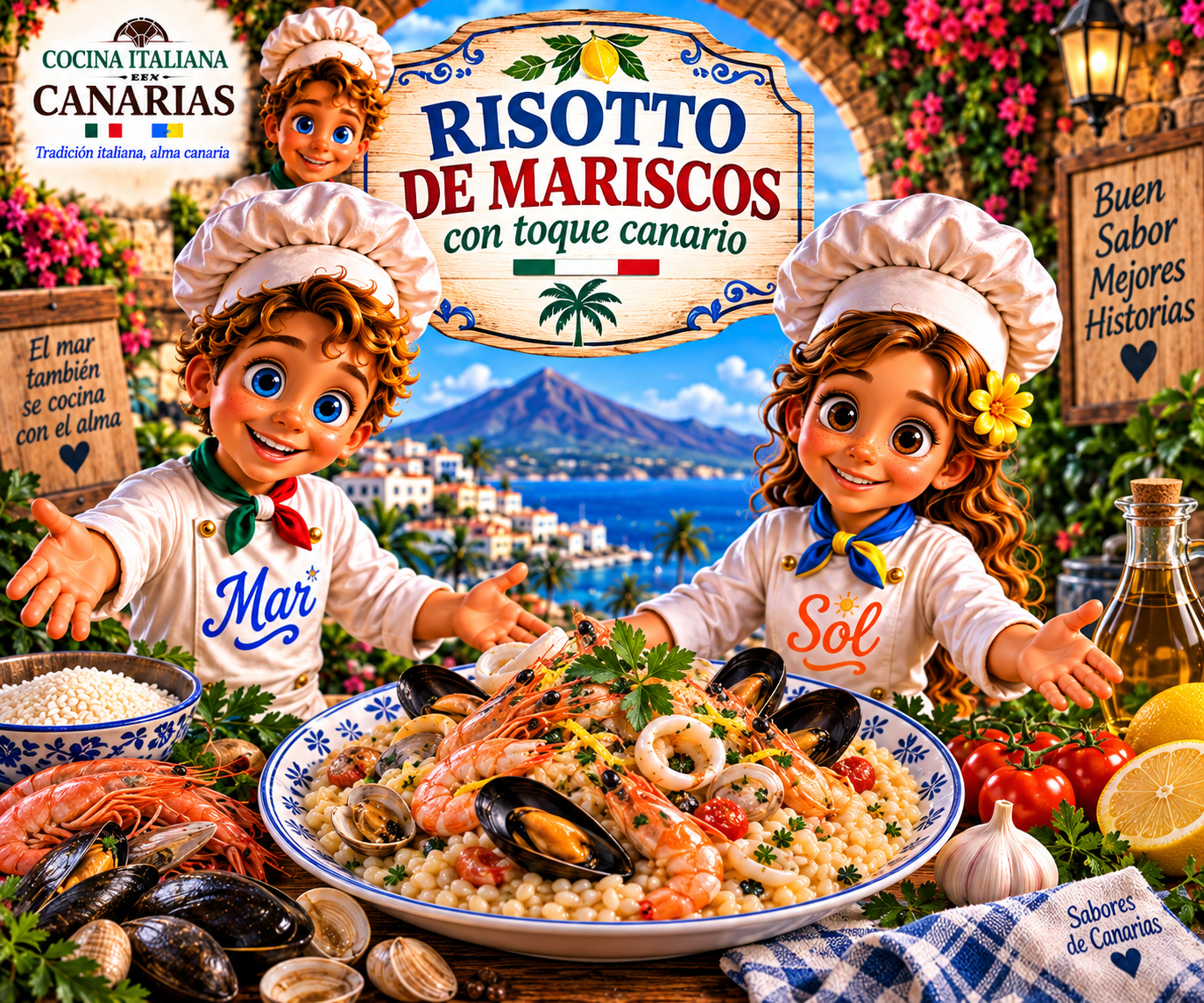 Risotto de Mariscos sin gluten con toque canario con los chefs Sol y Mar