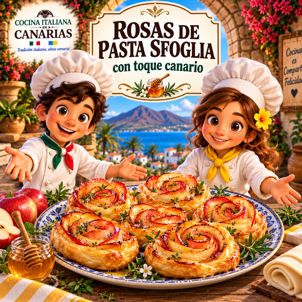 Rosas de Pasta Sfoglia con toque canario con los chefs Sol y Mar