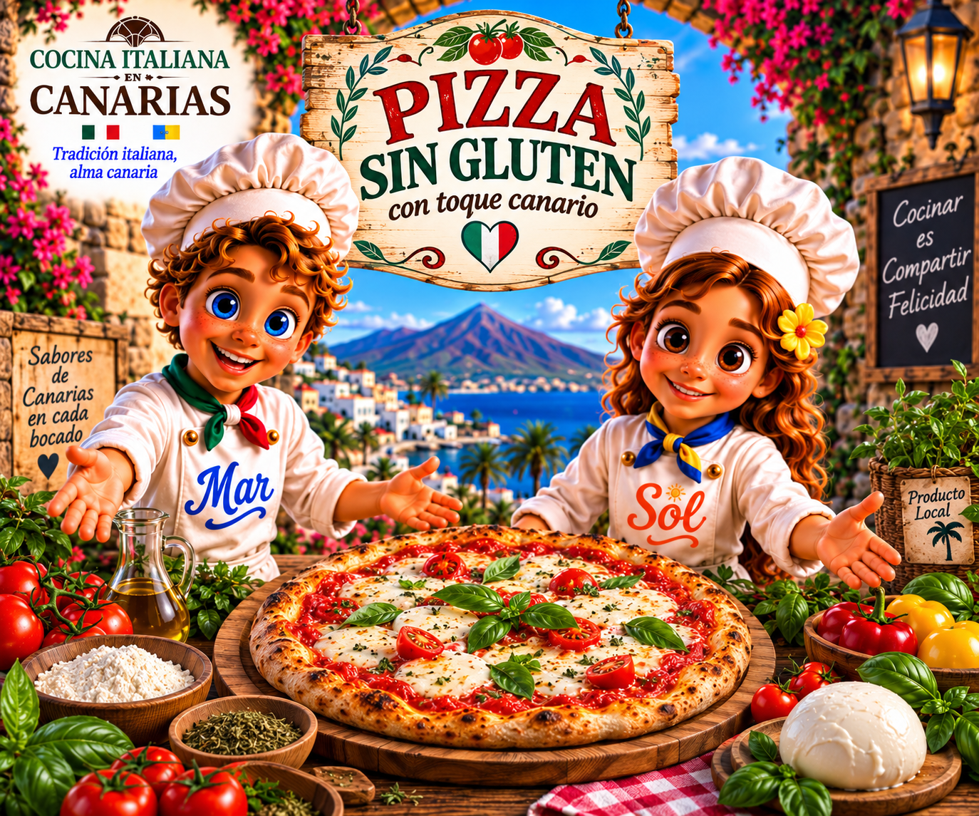 Pizza sin Gluten con toque canario con los chefs Sol y Mar