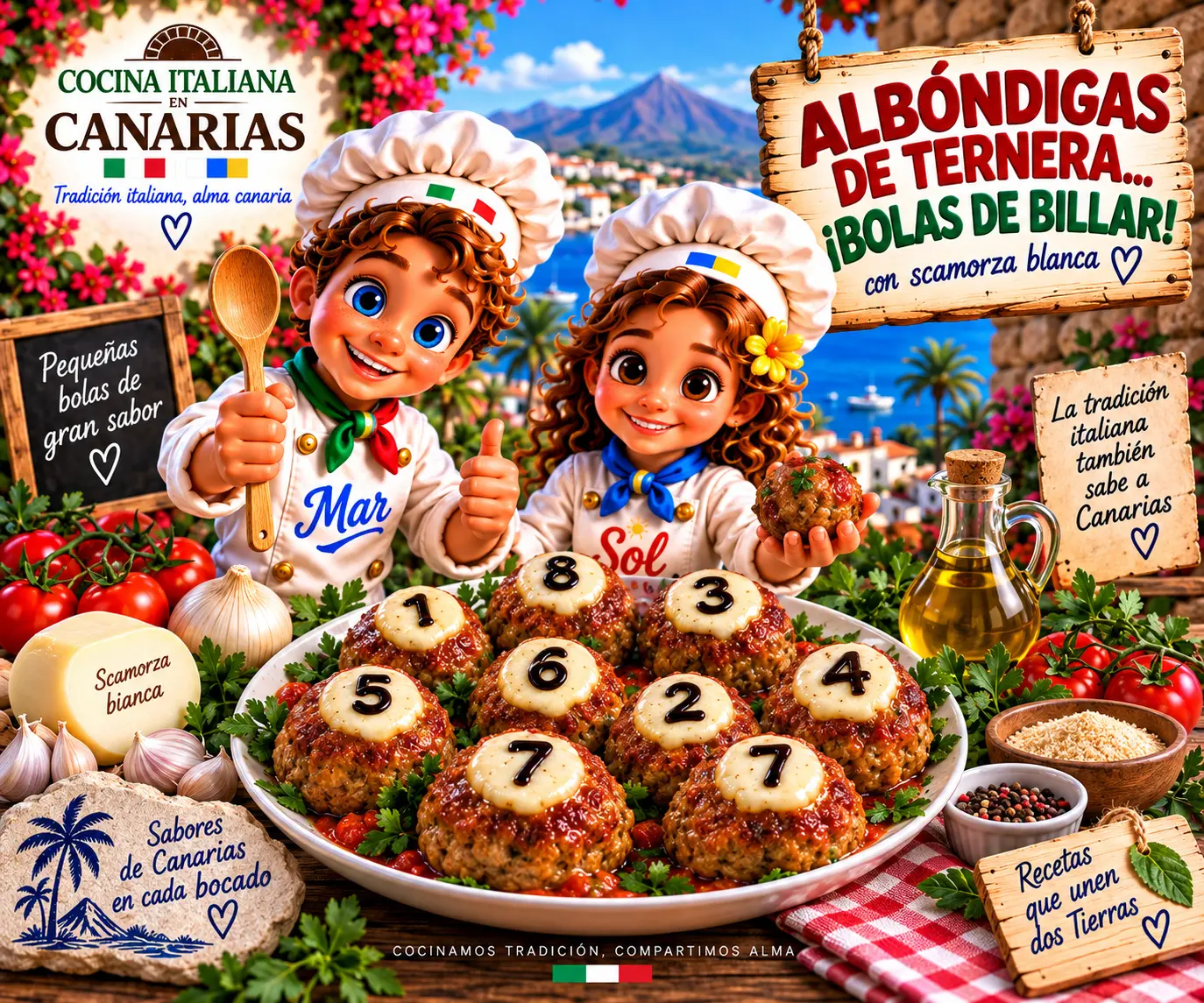 Albóndigas de Ternera... ¡Bolas de Billar! con los chefs Sol y Mar