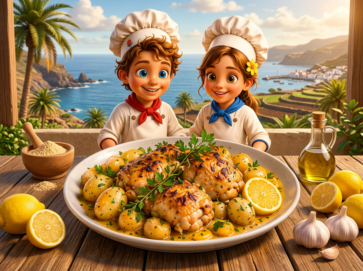 Pollo al Limón con Gofio Canario con los chefs Sol y Mar