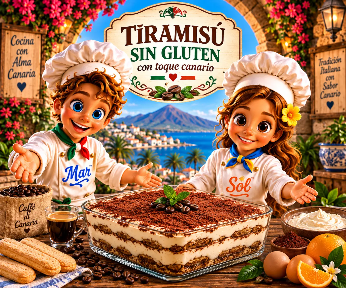 Tiramisú sin gluten con toque canario con los chefs Sol y Mar