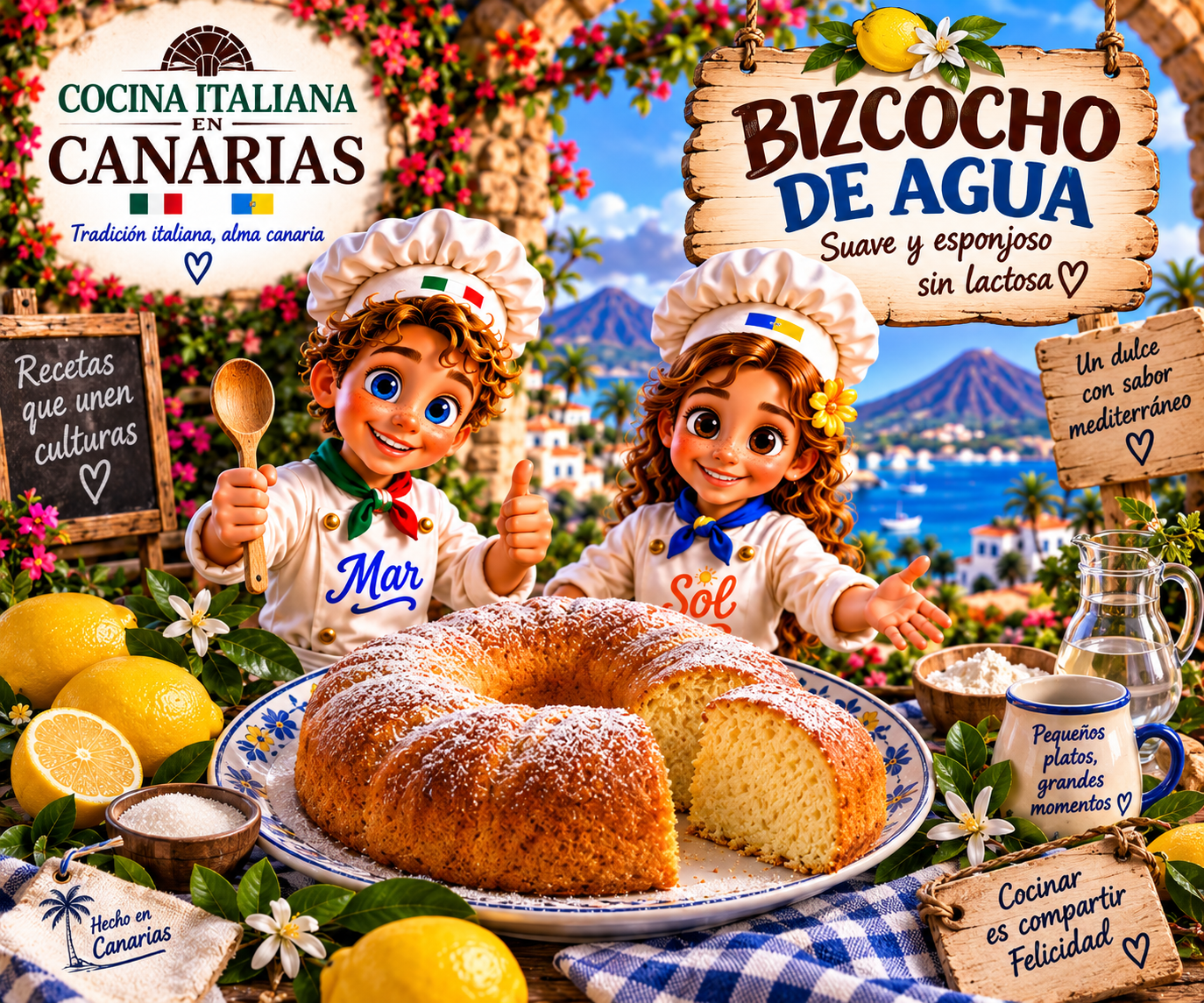 Bizcocho de agua, suave y esponjoso con los chefs Sol y Mar