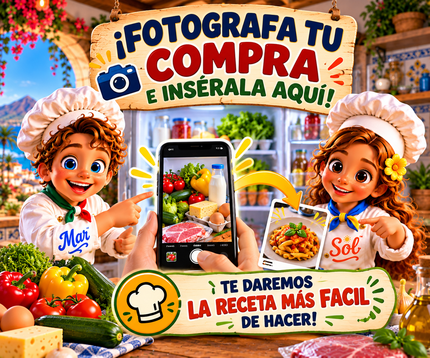 Sol y Mar junto a la compra fresca fotografían los ingredientes con el móvil