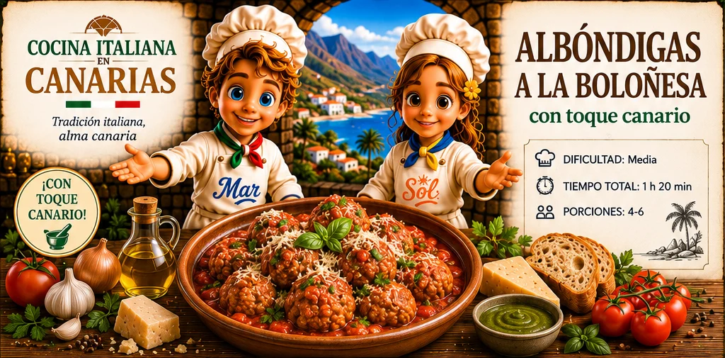 Albóndigas a la Boloñesa con toque canario con los chefs Sol y Mar