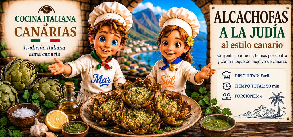 Alcachofas a la Judía al estilo canario con los chefs Sol y Mar