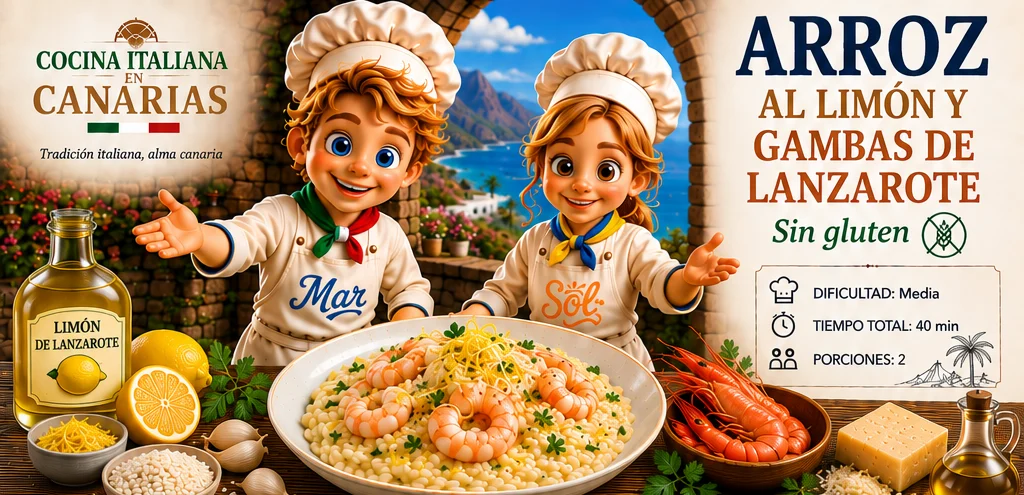 Arroz al Limón y Gambas de Lanzarote (sin gluten) con los chefs Sol y Mar
