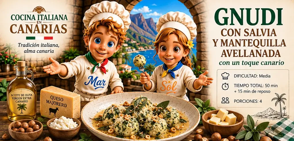 Gnudi con salvia y mantequilla avellanada y un toque canario con los chefs Sol y Mar