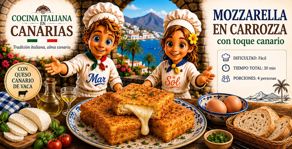 Mozzarella en Carrozza con toque canario con los chefs Sol y Mar