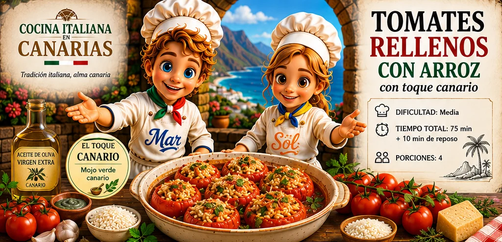 Tomates Rellenos con Arroz y toque canario con los chefs Sol y Mar
